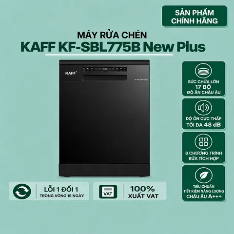 Máy rửa bát KAFF KF-SBL775B New Plus - Bảo hành 5 năm, Sấy PTC khô cong, Hàng chính hãng