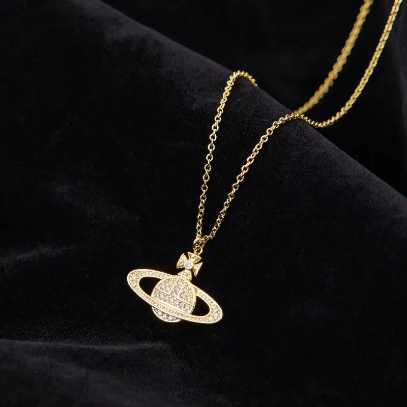 Kalung Pendek Ellegant Saturn Wanita dengan Desain Elegan dari Pelapis Logam