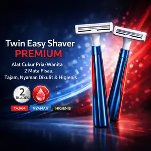 BIC Twin Easy Shaver Premium Original (2 PCS) – Pisau Cukur Pria & Wanita, 2 Mata Pisau Tajam, Nyaman di Kulit & Higienis