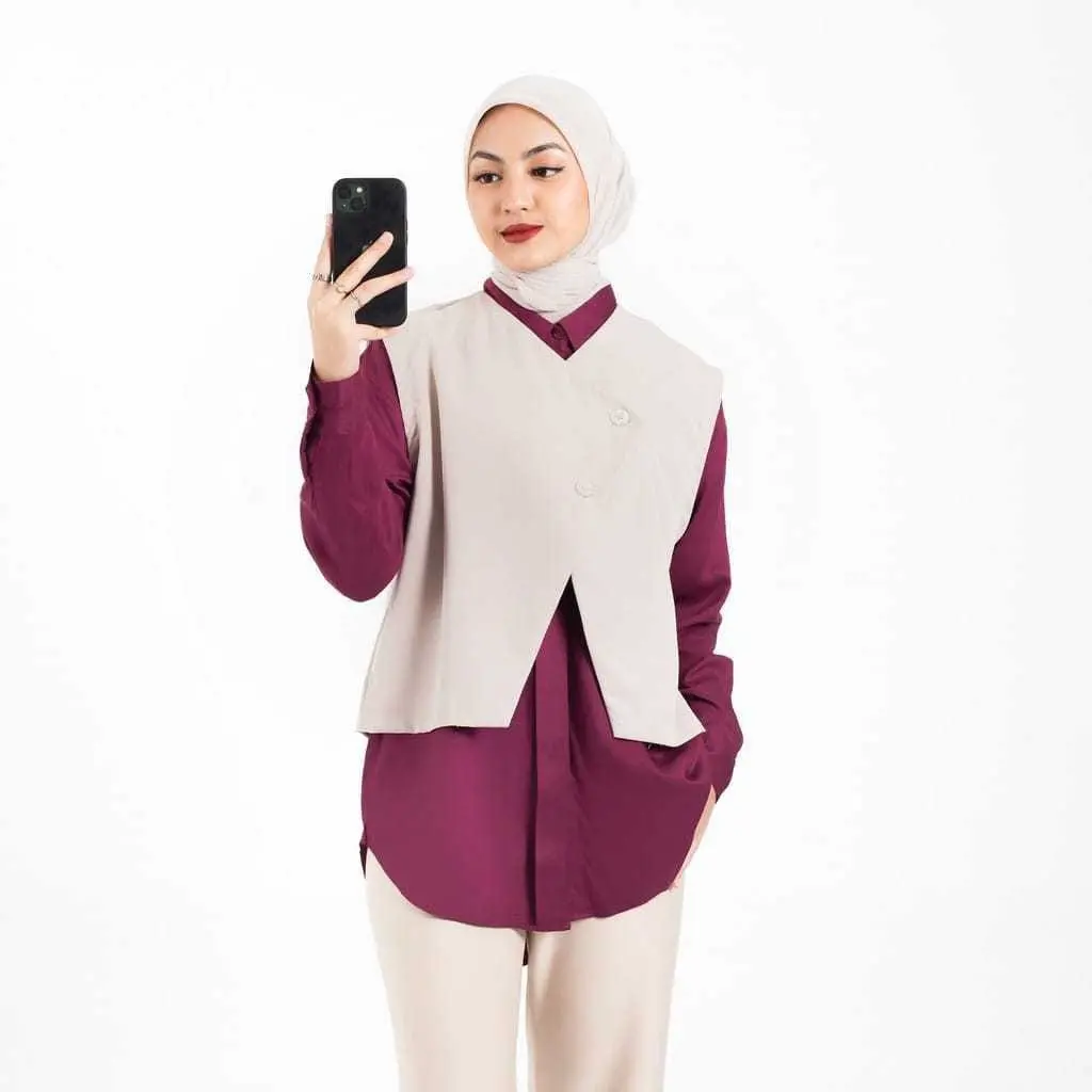 Allava Vest-Vest Basic Atasan Premium Rompi  Wanita Outer Polos Casual