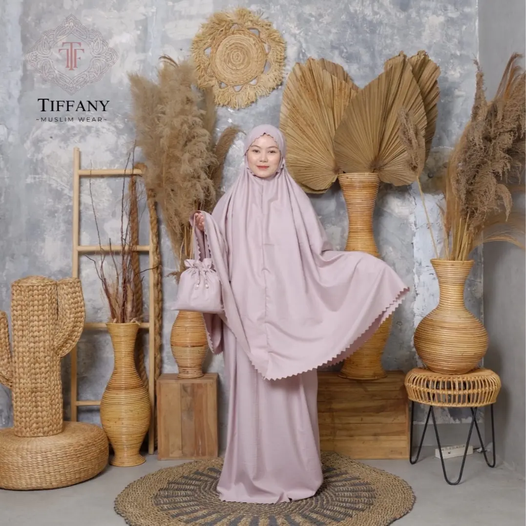 Tiffany | Mukena Traveling 2in1 Katun Mikro Laser Cut Dewasa Jumbo Mini Pouch Muslim