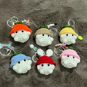 Keychain Crochet Mini Mushroom | gantungan kunci beads rajut