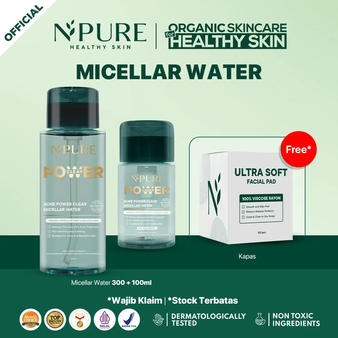 【FREE Cotton Pad】NPURE Acne Power Clear Micellar Water 300ml /Pembersih Wajah / pembersih makeup / npuremicellarwater / npurepowerclear / powerclear / Memudarkan / Membersihkan / Cleanser
