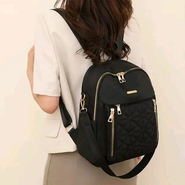 Tas Ransel Sekolah Wanita Anti Air Bahan Nilon Korea Setyle - Selempang Backpack gendong 3