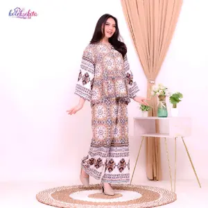 Setelan Wanita Rayon Motif - One Set Rayon Motif Daily Outfit Bahan Lembut dan Adem Celana Kulot Jumbo untuk Keseharian