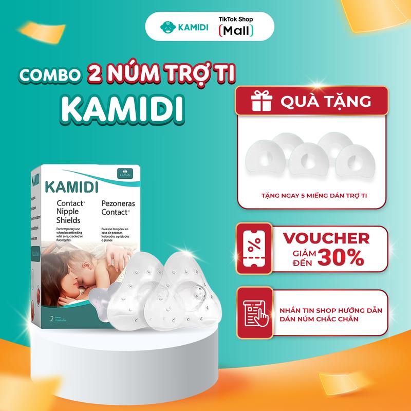 Núm Trợ Ti Kamidi hỗ trợ các mẹ núm ngắn thụt, nứt cổ gà Chất Liệu Silicon Co Dãn Mềm Mại Bảo Vệ Đầu Ngực Cho Mẹ Và Hỗ Trợ Cho Bé Núm Ti freesize