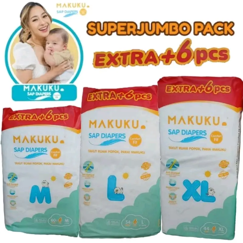 Popok Anti Gumpal Makuku Comfort Fit Super Jumbo Pants untuk Bayi Aktif