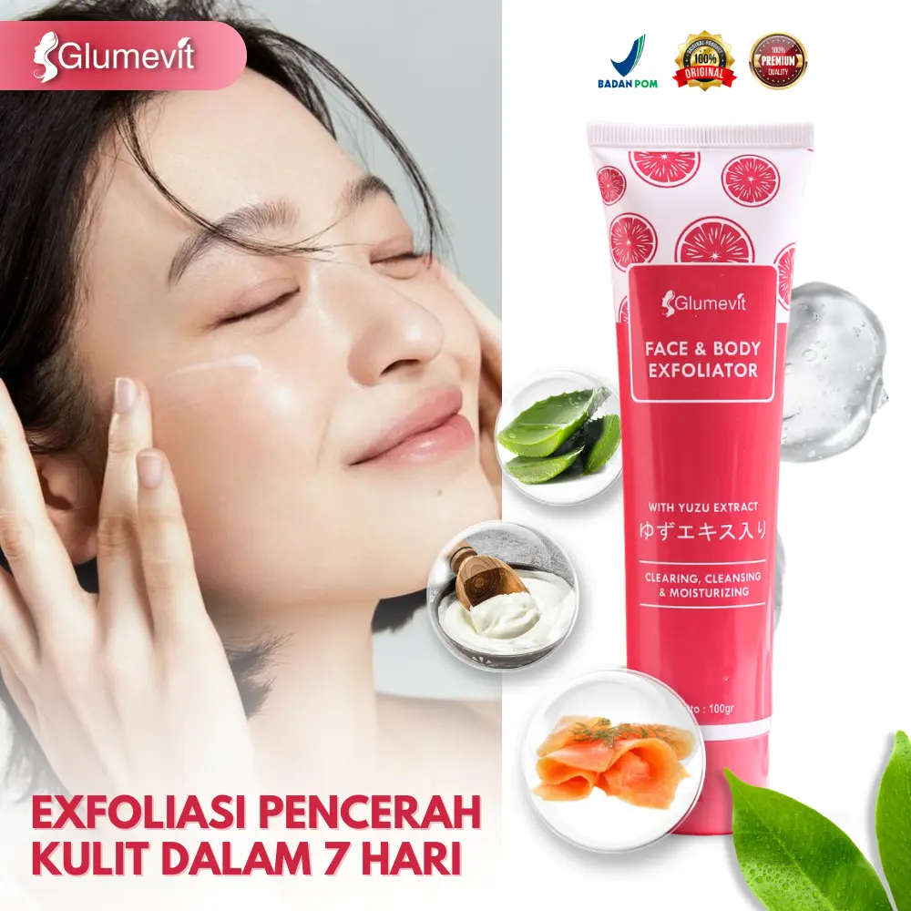 [Paket 1 Pcs] Glumevit Exfoliating Gel Ukuran 100gram Exfoliasi Wajah Untuk Wanita Pria Mengangkat sel Kulit Mati