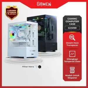 GAMEN GCS100 Transparant Gaming Pc  Computer Case Tempered Glass Up to 3 Fan Original - Garansi 1 Tahun
