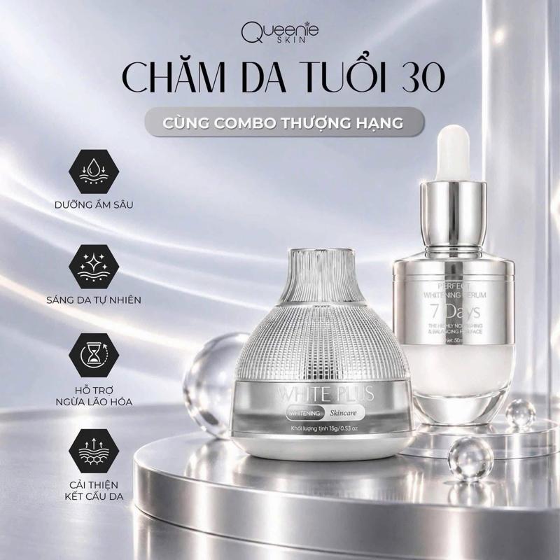 QueenieSkin Combo Thượng Hạng Huyết Thanh 7 Days & Face Lười - Dưỡng Ẩm Sâu, Phục Hồi Lão Hóa, Tăng Đàn Hồi, Cải Thiện Da Xỉn Màu