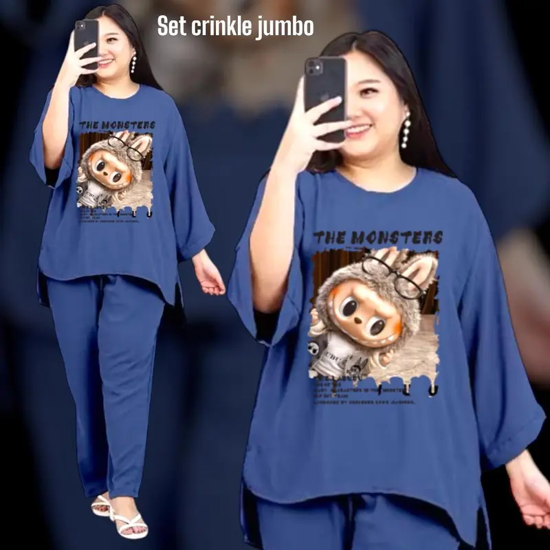setelan wanita crinkle labu jumbo/set wanita jumbo 0