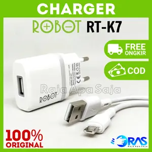 CHARGER ROBOT K7 Micro USB Casan Carger Chasan HP Carger Android HP Micro Fast Charging 1A 5V 5 Watt