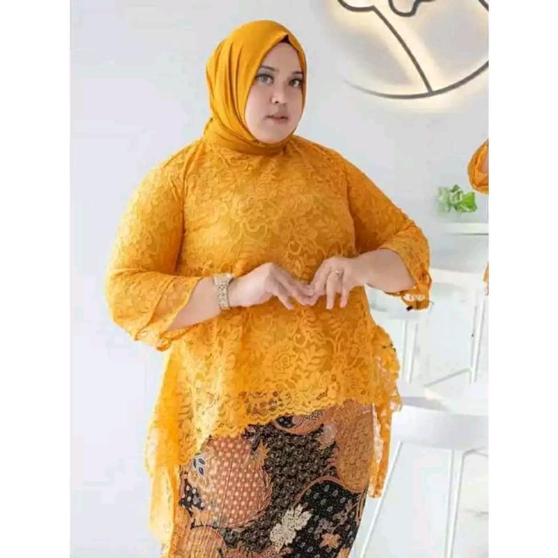 ATASAN KEBAYA RINJANI JUMBO, ATASAN KEBAYA BROKAT, ATASAN KEBAYA JUMBO, LD MAKSIMAL 130CM JUMBO, ATASAN BAJU KONDANGAN, ATASAN BAJU PESTA, ACARA2 ADAT, ACARA2 ELEGAN. Panjang 6