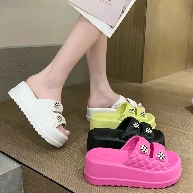 Sendal Cewek Karet Jelly Wedges Platfom Tebal Bahan Elastis Empuk Double Strap Wanita Sandal 0