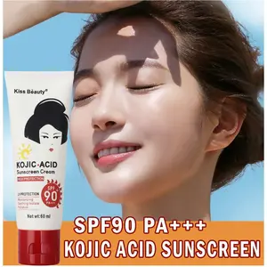 Kiss Beauty SPF90 PA+++ Kojic Acid Sunscreen Krim Tabir Surya Wajah & Badan 60g Antioksidan Vitamin C Teh Hijau Perlindungan UV Repair Moisturizing Skin