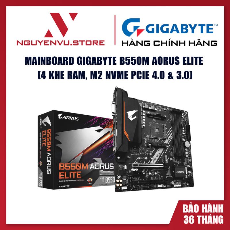 Mainboard Gigabyte B550M Aorus Elite (4 khe RAM / M2 NVMe PCIE 4.0 & 3.0 / RGB FUSION 2.0)