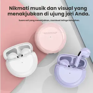 (Bisa COD) Pro 6 TWS Bluetooth Headset with Microphone HiFi Stereo Touch Earbud Bluetooth Headset Sports Waterproof Headphones True Wireless Bluetooth Headset In-Ear Macaron