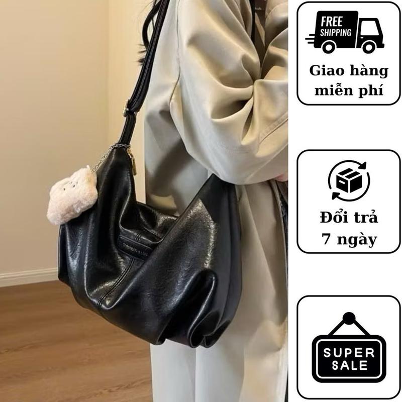 [T10] Túi Tote Da Mềm Size Lớn Đeo Chéo, Đeo Vai Đi Học, Đi Làm Đựng Vừa Laptop Kèm Móc Gấu - Xưởng Túi Xách VN