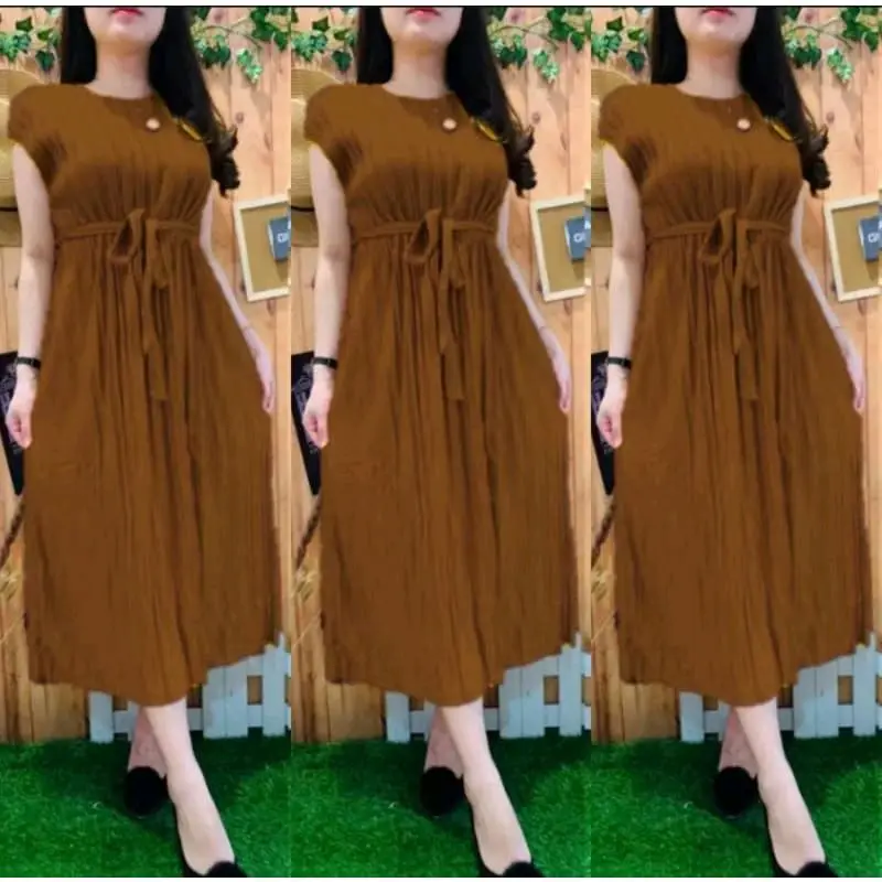 Long Dress Wanita Plisket Tanpa Lengan/Dress Viral 2025/Dress Wanita/Pakaian Wanita/Dress Terlaris Midi dres