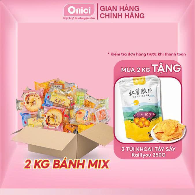 Box mix đủ vị 2 kí khoảng 25-33 bánh nhiều loại: bánh sữa chua, bánh trứng chảy, bánh gongto, bánh sandwich nhân kem,...
