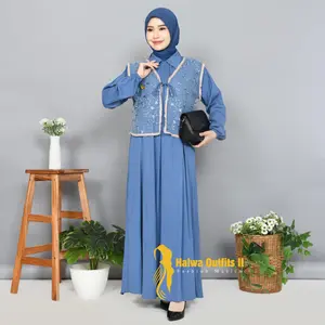 Gamis Dewasa Halwa Dress Rayon Twil Kombinasi Tile Renda Bangkok Gamis Kondangan Terbaru 2025 By Halwa Outfits II