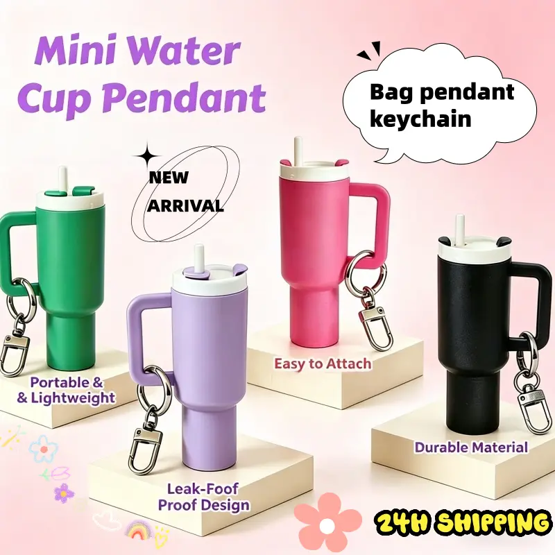 1pc Cute Mini Water Cup Lipstick Keychain Detachable Pendant Creative ...