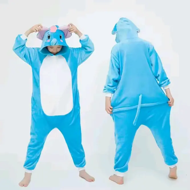 Kostum Onesie karakter gajah biru muda 0