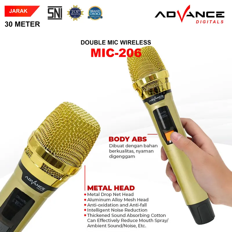 【COD】Advance MIC-206 Double Mic Wireless Recharger Bisa digunakan untuk Souncard/Speaker Garansi Resmi 1 Tahun Gold Microphone 5