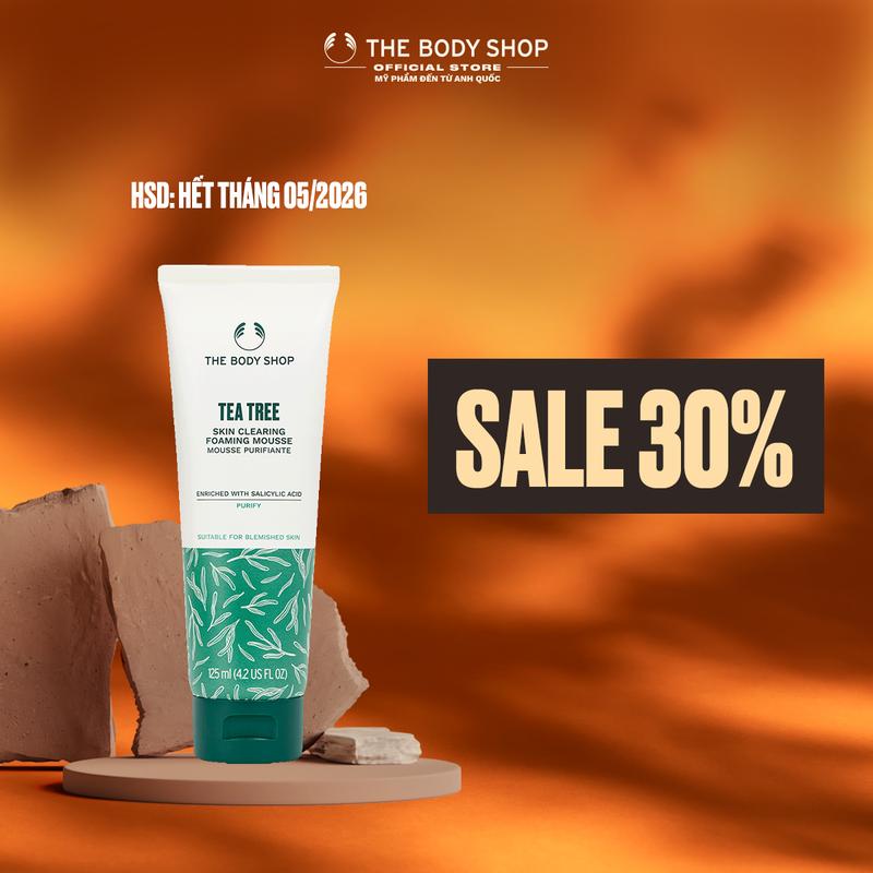 (HẠN SỬ DỤNG: 05/2026)  [MẪU MỚI] The Body Shop Sữa Rửa Mặt Tạo Bọt Tea Tree Skin Clearing Foaming Mousse 125ML Skincare