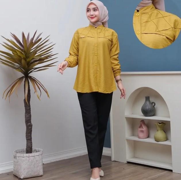 Product Introduction of ROSELLA BLOUSE POLO LINEN . baju Atasan Santai 4