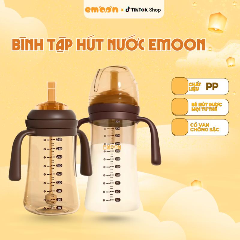 Bình Tập Hút Nước Cho Bé Emoon Chuẩn Nha Khoa Chống Sặc An Toàn Dễ Cầm Phù Hợp Cho Trẻ 5 Tháng+