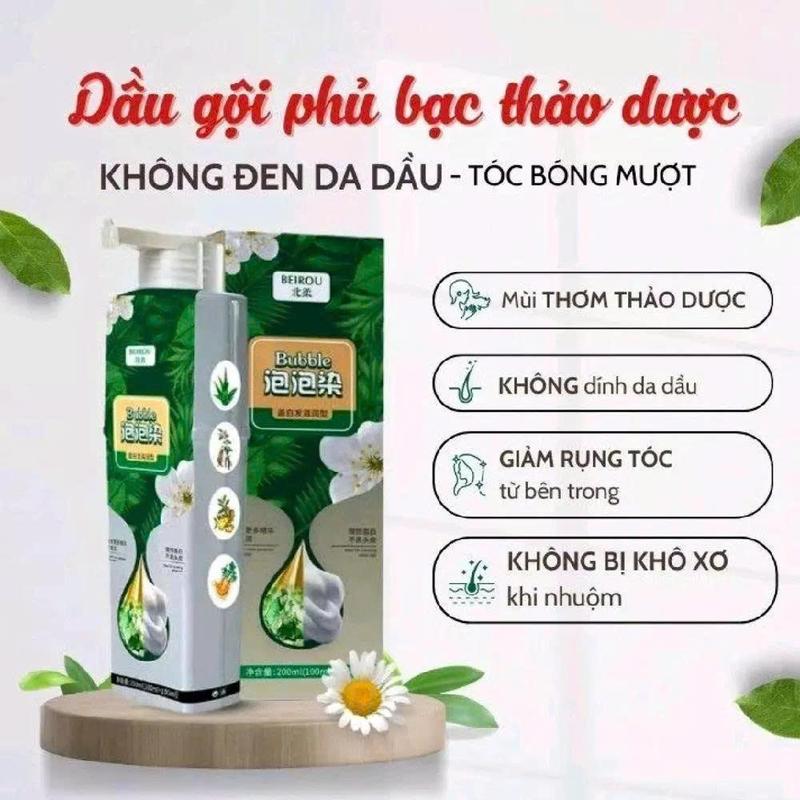 COMBO Dầu Gội Nhuộm Tóc Thảo Dược Bubble Phủ Bạc Tóc Màu Đen Nâu Hạt Giẻ Dung Tích 200ml Đổi Màu Dưỡng Tóc Đổi Màu Tóc thuốc nhuộm tóc nâu lạnh dầu gội thảo dược daugo identoc thuốc nhuộm tóc màu nâu