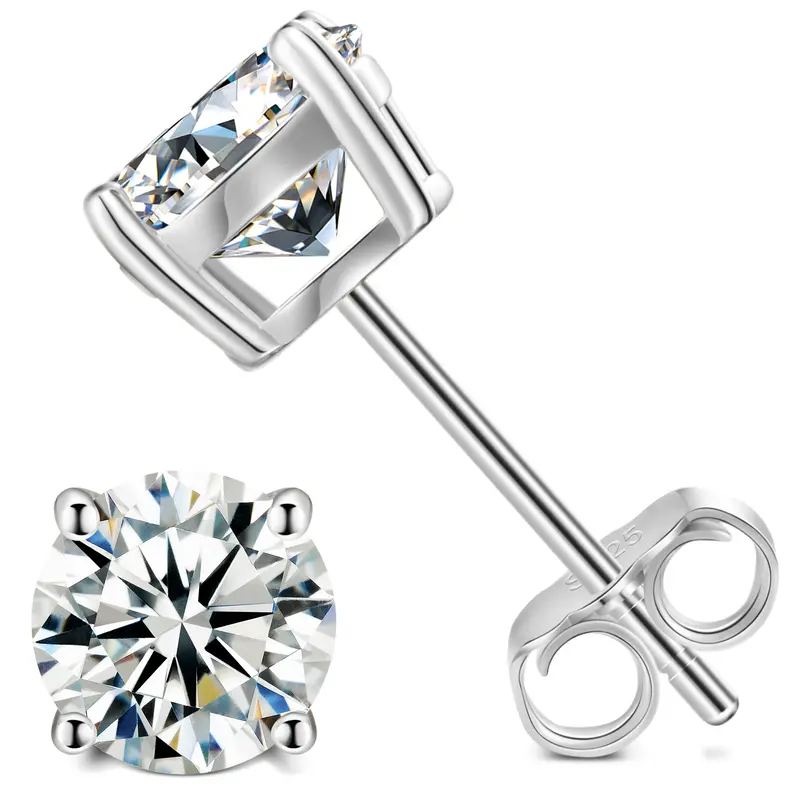【#2】0.1-2ct Moissanite Earrings For Women 925 Sterling Silver Stud Earring Men Hip Hop Jewelry Couple Gift 0
