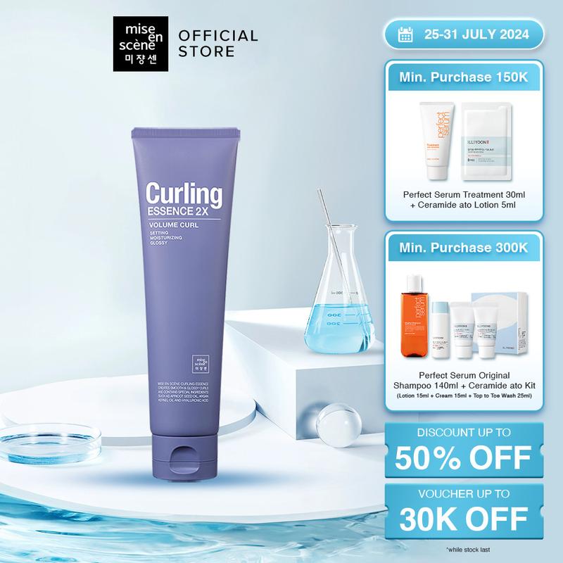 mise en scene Curling Essence 2X Volume Curl 150ml - Krim Rambut dengan Tekstur Ringan Untuk Styling Rambut Ikal Volume Tahan Lama Conditioner Kering 0