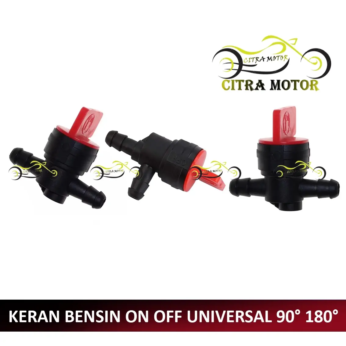 (BISA COD) KERAN KRAN BENSIN 90° 180° DERAJAT ON OFF UNIVERSAL ALUMINIUM ALUMINUM BESI PLASTIK ON OF SELANG BENSIN