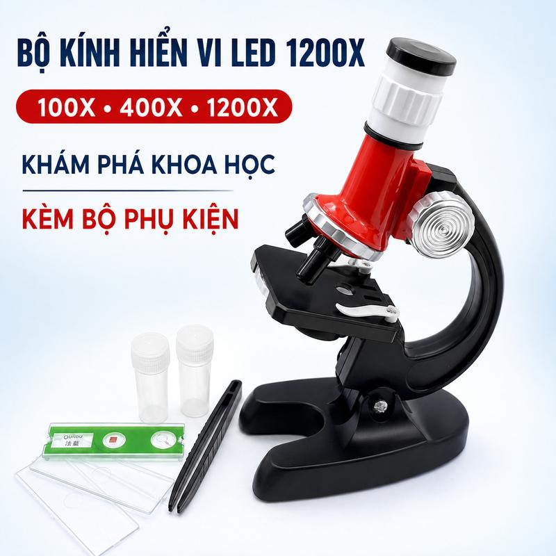 Bộ Kính Hiển Vi Led 1200x Dùng Nghiên Cứu Khoa Học Cho Bé