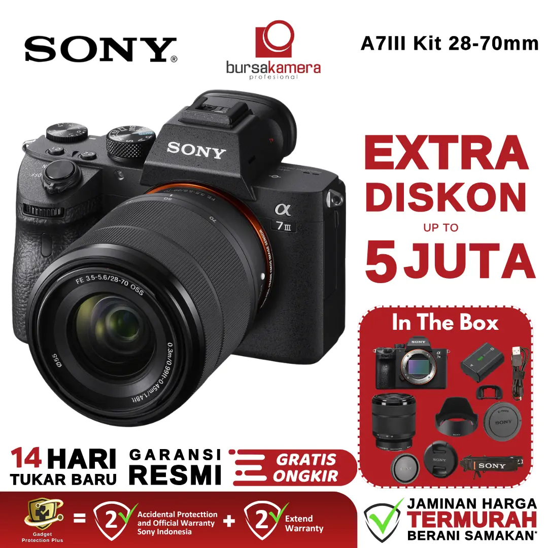 Sony A7III Kit 28-70mm OSS II Mirrorless Camera Sony Alpha A7 III sony A7 Mark III Kit 28-70 mm f/3.5-5.6 II A7M3M Garansi Resmi