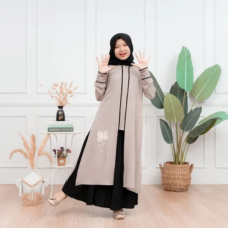 Athaya Tunik set Gamis Anak Tanggung Perempuan Usia 9-15 tahun Baju Kondangan Anak Terbaru 2024 Mewah Pakaian Muslim Anak Perempuan Kekinian Plus Hijab 3