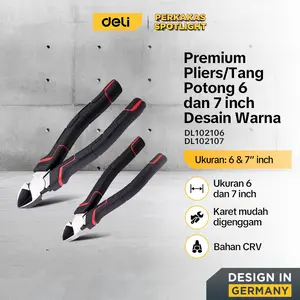 Deli Premium Pliers/Tang Potong 7" Desain Warna Merah Premium DL10210X - 6inch