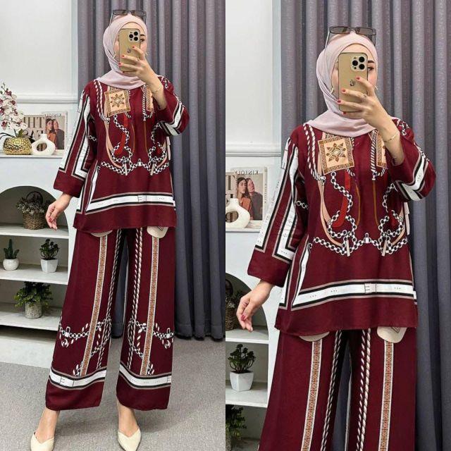 Setelan Wanita Oneset Wanita Setelan Rayon Celana Kulot Atasan Rempel Bahan Rayon Motif Adem Dan Nyaman  Baju Dewasa Remaja Panjang Santai Muslim Bawahan Lembut hitam Busui Rayon Premium Exclusive Kekinian Lebaran Atasan Wanita Celana Kulot