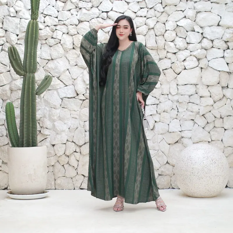Kaftan Etnik Soraya Rayon Premium Tebal Busui Resleting Depan Jumbo Dress Wanita Panjang Nyaman Gamis Lembut Formal Muslim 2