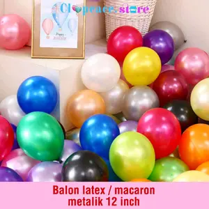 Balon latex metalik / macaron 12inch isi 20 pcs