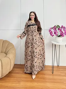 Gamis Dress khaira terbaru motif Bunga Busui Resleting Bumil Bahan Rayon Adem Tali Samping - Ld 120 - disertai tali di bagian samping baju