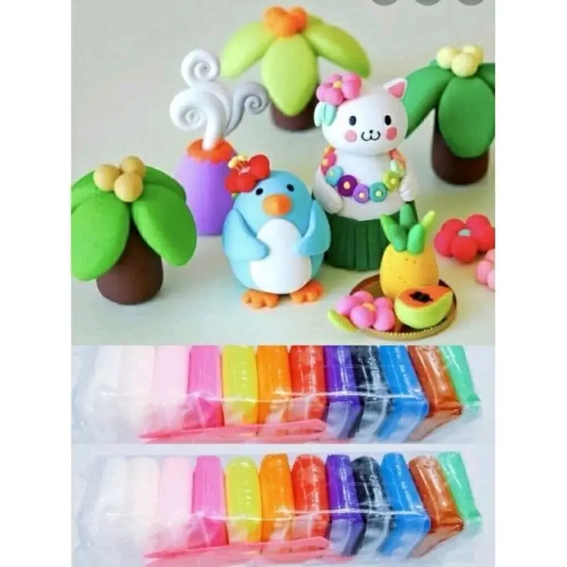 12pcs CLAY MAINAN ANAK WARNA LENGKAP SLIME CLAY MAINAN LILIN MALAM 12pcs 2