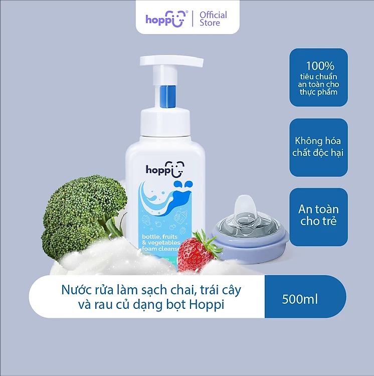 Nước rửa bình và rau củ Hoppi 500ml Dạng tạo bọt