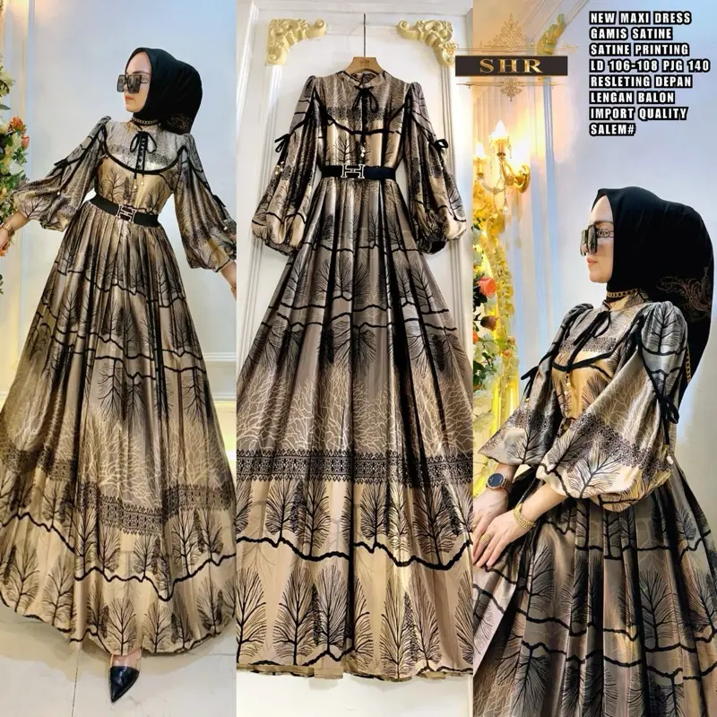 new maxi dress gamis satin premium by SHR