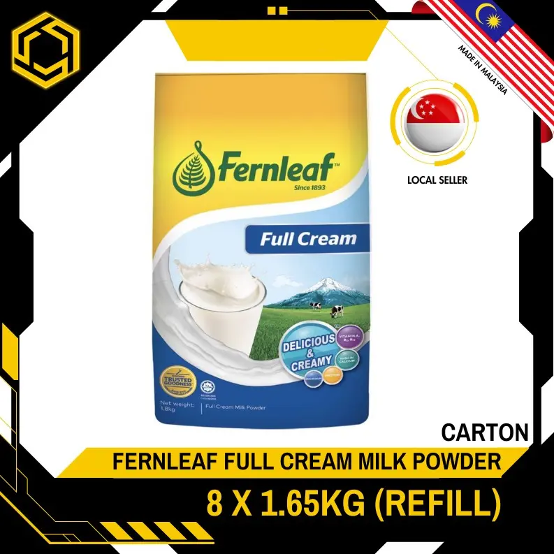 [CARTON] FERNLEAF Full Cream Milk Powder Refill 1.65KG X 8 (PACKETS) FREE DELIVERY IN 3 WORKING DAYS!