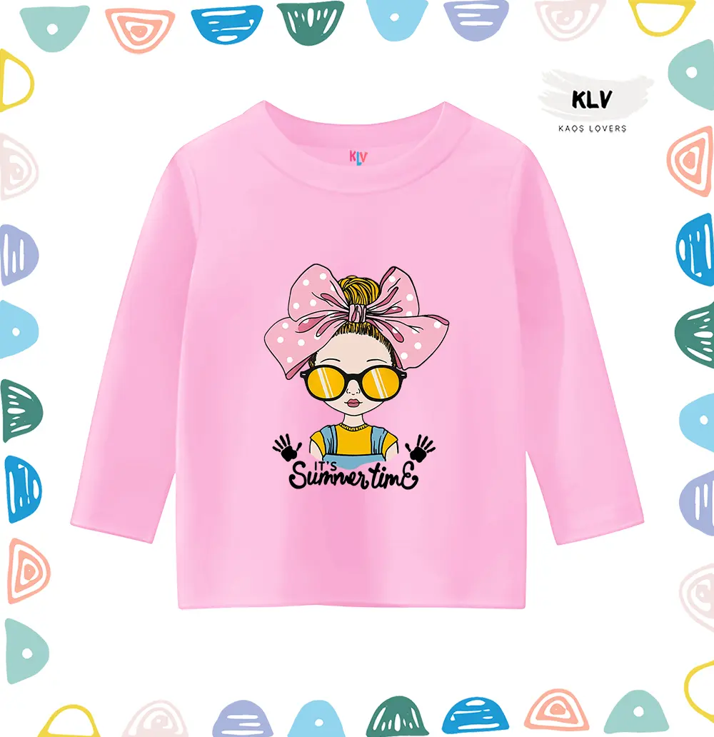 Kaos Anak Lengan Tangan Panjang Unisex Gambar Summer Time Distro 30s Sablon