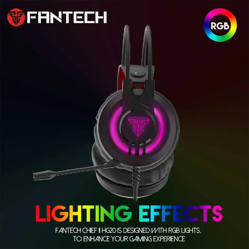 Fantech CHIEF II HG20 RGB Gaming Headset Headphones Built-in Microphone Noise Cancellation Pc Earphones Lighting Headphone Bass 1