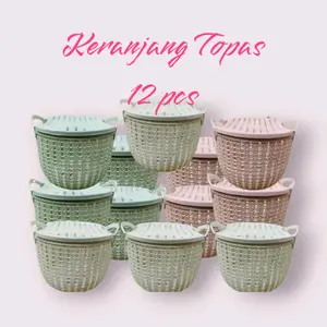 (PROMO PAKET HEMAT) Keranjang Topas multifungsi set 12 pcs dengan tutup - keranjang multi fungsi 1 Lusin keranjang Plastik